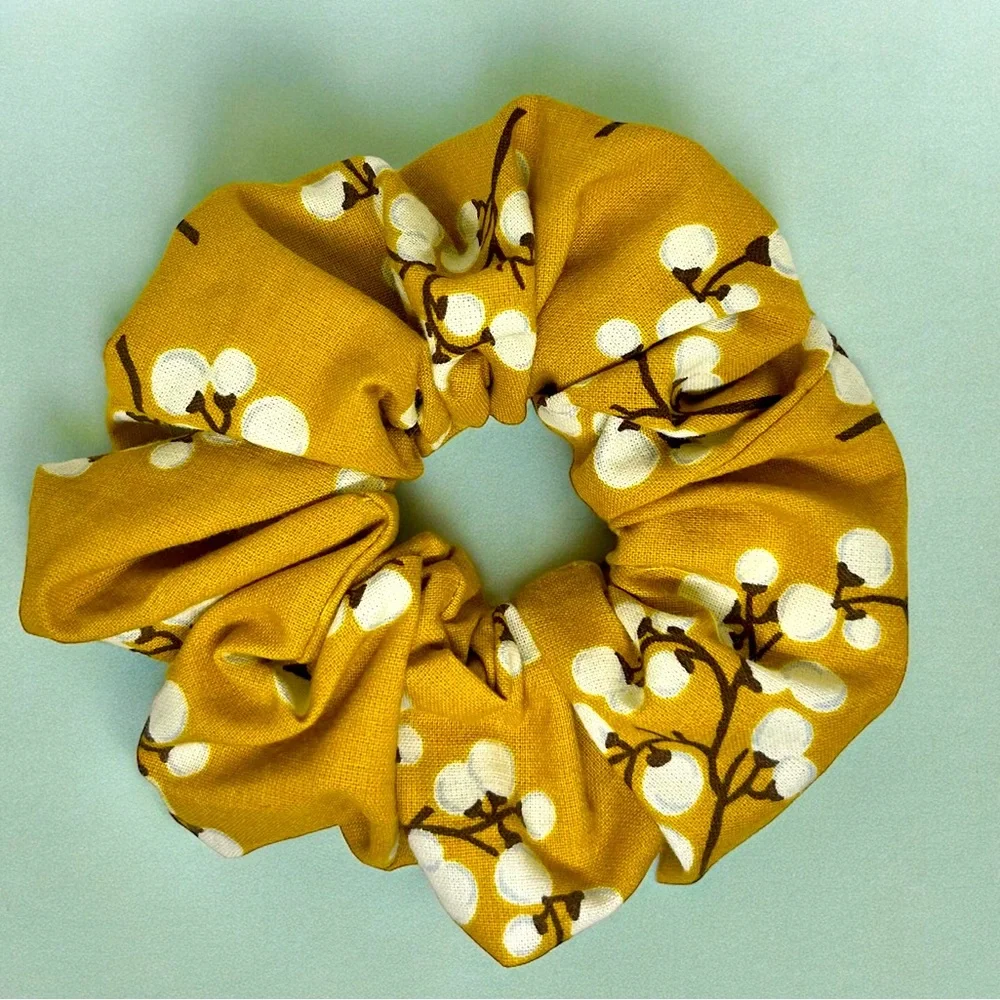 Oversized Mustard Yellow Cotton Scrunchie